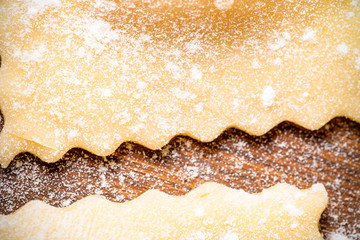 Pelmeni - Russian ravioli. Cooking process. Selective focus. Ton