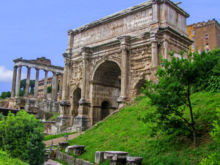 Fototapeta na wymiar The Arch of Septimius Severus - Roman Forum - Rome, Italy 