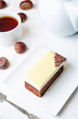 chestnut brownie cake with chestnut  white chocolate mousse