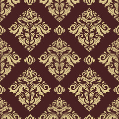 Damask Seamless Vector Golden Pattern