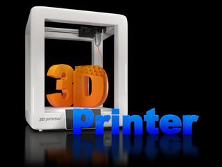 3d printer with lettering on a black background