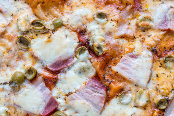 Cooked pizza close up