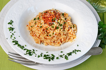 risotto al ragù e pomodoro
