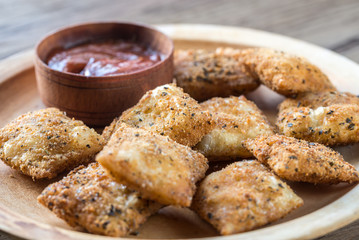 Plate with fried ravioli