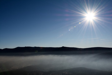 Fototapeta na wymiar Karkonosze mountains and sun.