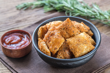 Plate with fried ravioli