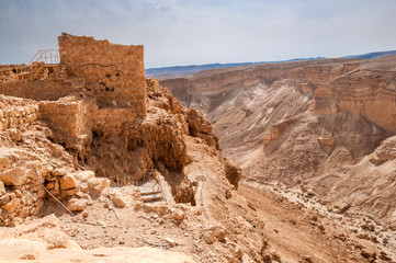 Ruins of fortress Masada, Israel. sunny day