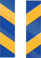 Road sign used in Sweden - Marking for sharp bends, bridge parapets, abutment, walls, tunnel mouths etc. Side marker