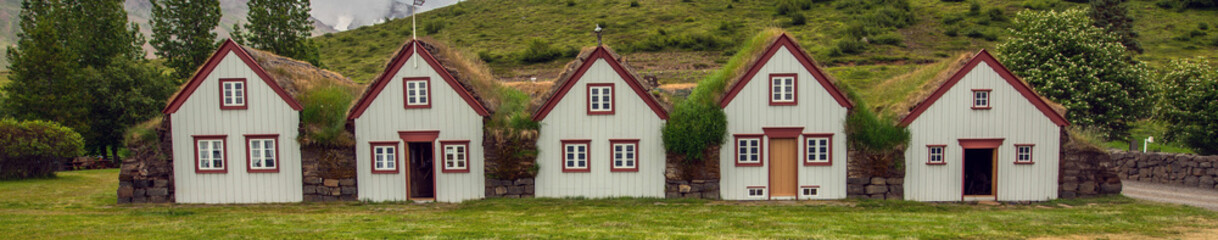 Fototapeta na wymiar Ancient houses in Laufas, Iceland