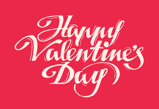 Happy Valentine's Day hand lettering. vector illustration