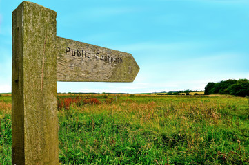 Countryside Public Footpath Sign in Rural Field