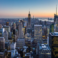 New York City Manhattan downtown skyline.
