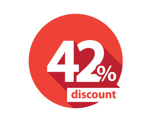 42 percent discount  red circle - obrazy, fototapety, plakaty