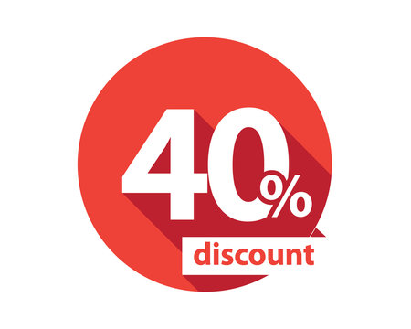 40% Forty Percent OFF discount sale white red Classic Round Sticker