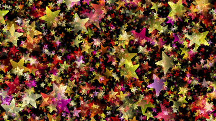 MultiColored Stars on Black Background