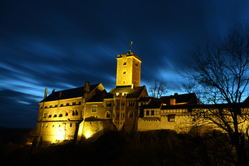 Wartburg castle at night