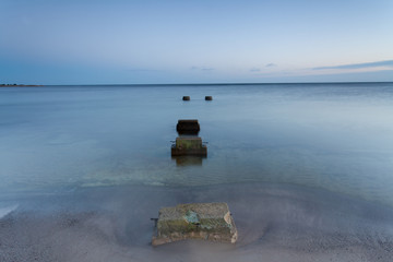 Bridge foundations on a cold winter morning on the island of Gotland, Sweden