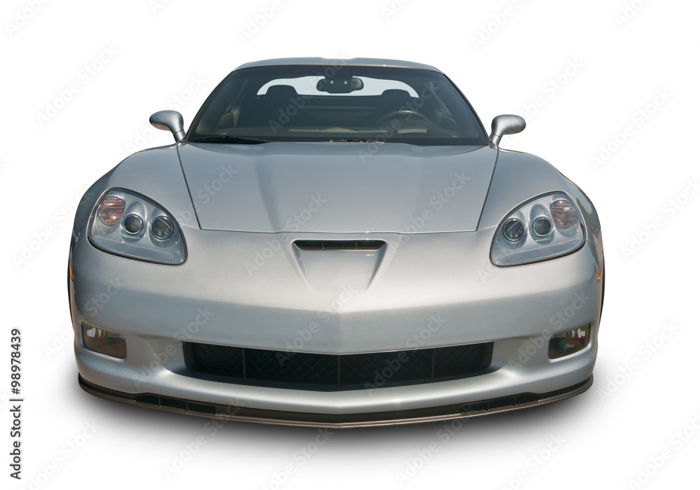 Wall mural Silver Sports Car, Front View