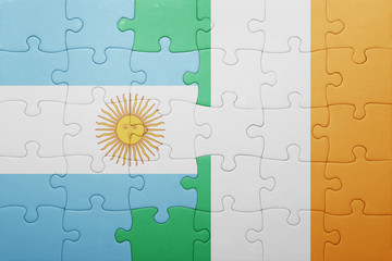 puzzle with the national flag of ireland and argentina