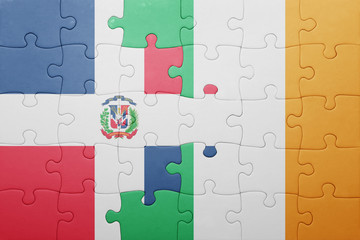 puzzle with the national flag of ireland and dominican republic