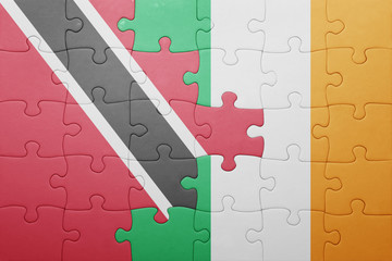 puzzle with the national flag of ireland and trinidad and tobago