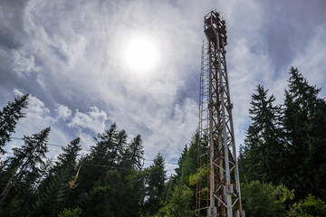 tower in abandoned Igman Olympic Jumps near Sarajevo in Bosnia and Herzegovina