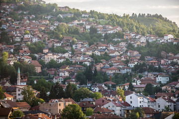 Fototapeta na wymiar Aerial view on Sarajevo city, Bosnia and Herzegovina