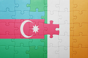 puzzle with the national flag of ireland and azerbaijan