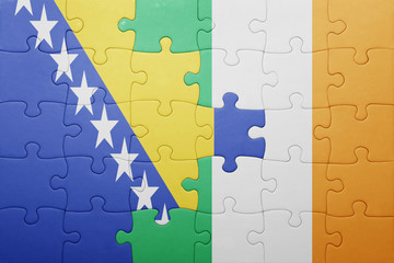 puzzle with the national flag of ireland and bosnia and herzegovina