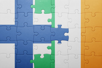 puzzle with the national flag of ireland and finland