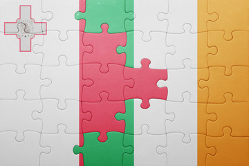 puzzle with the national flag of ireland and malta