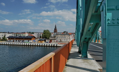 Blick von der Oder-Brücke auf Gryfino - obrazy, fototapety, plakaty