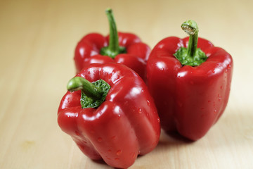 Three red peppers