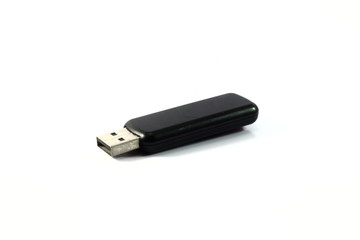 Black USB Flash Drive on White background