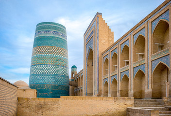 Uzbekistan, Khiva, the Kalta Minor minaret at Muhammad Amin Khan Madrassah
