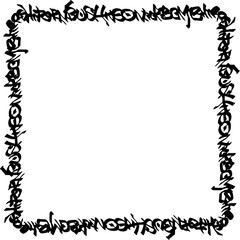 square frame black graffiti tag pattern on white