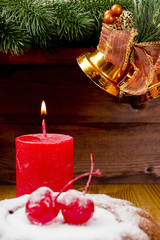 New Year candle with Christmas pudding