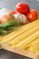 dry pasta spaghetti with ingredient
