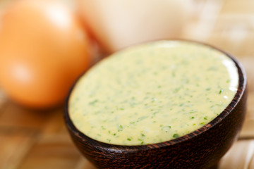 Homemade mayonnaise with parsley