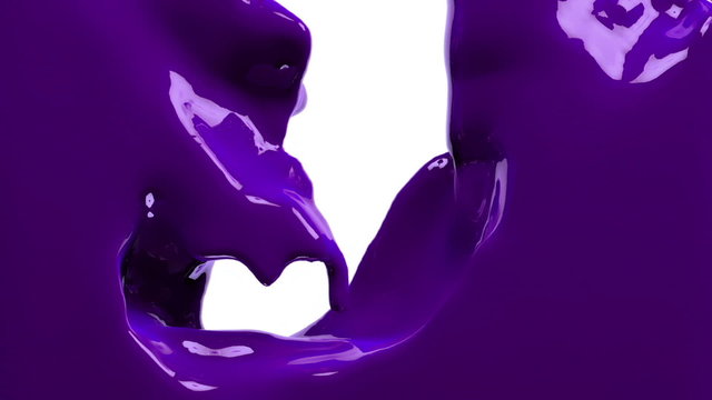 violet paint fills up screen, slow motion, isolated on white with alpha cannel