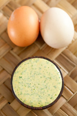 Homemade mayonnaise with parsley