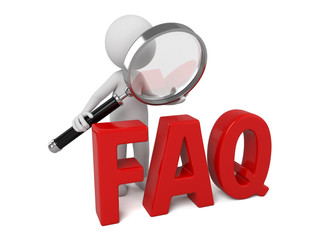 3d people with the word of FAQ. 3d image. Isolated white background.
