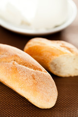 Homemade baguettes with cheese