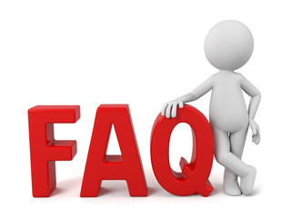 3d people with the word of FAQ. 3d image. Isolated white background.