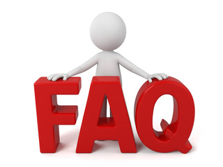 3d people with the word of FAQ. 3d image. Isolated white background.