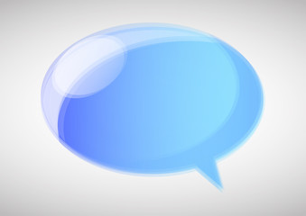 Vector illustrated blue glossy speech bubble.