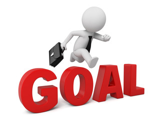 3d people jumping over a hurdle obstacle. 3d image. Isolated white background