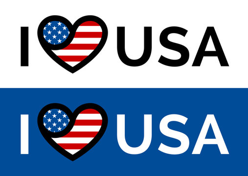 I love USA sticker slogan vector design with conceptual heart and flag icon