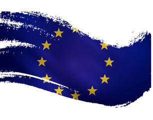 European Union flag painted with a brush vector