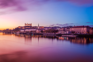 Bratislava at twilight panorama